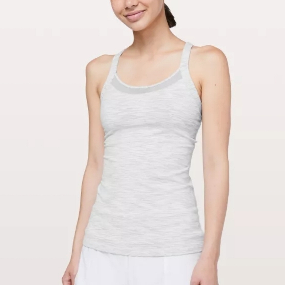 Lululemon Rally Your Heart Tank Mess Trim Removable Padding Gray Size 4